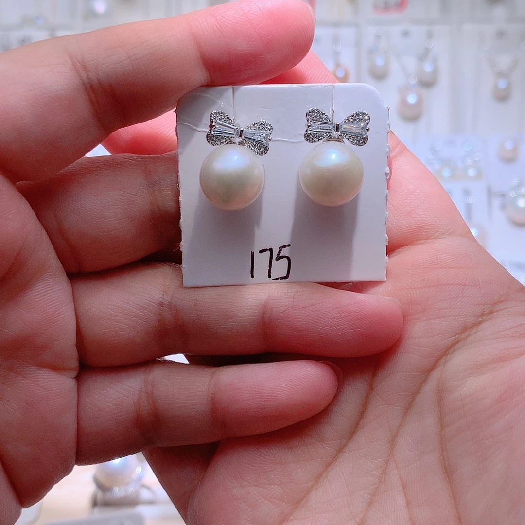 淡水珍珠耳饰银S925镶嵌CC11.5mm