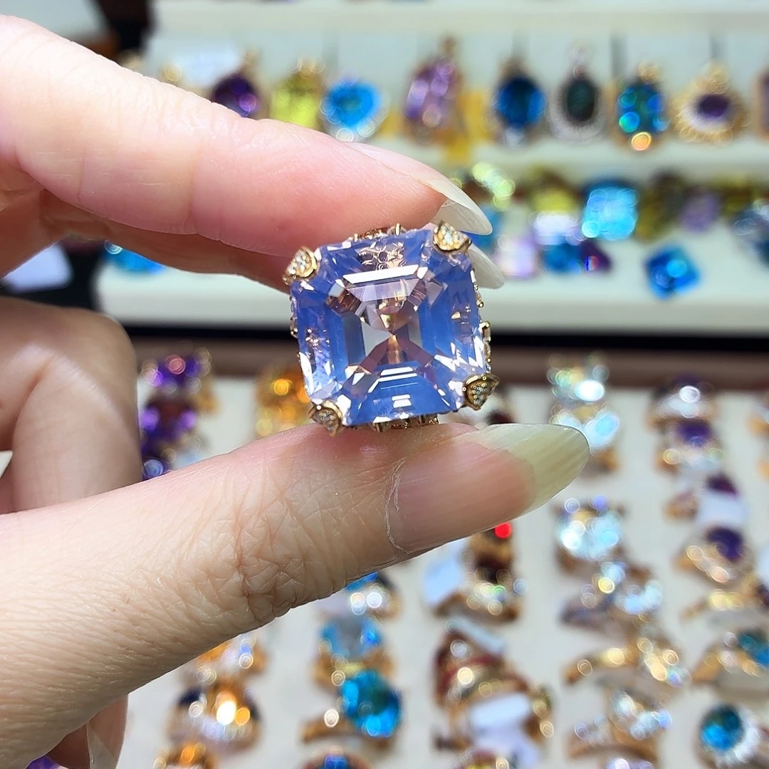 戒指水晶银S925镶嵌