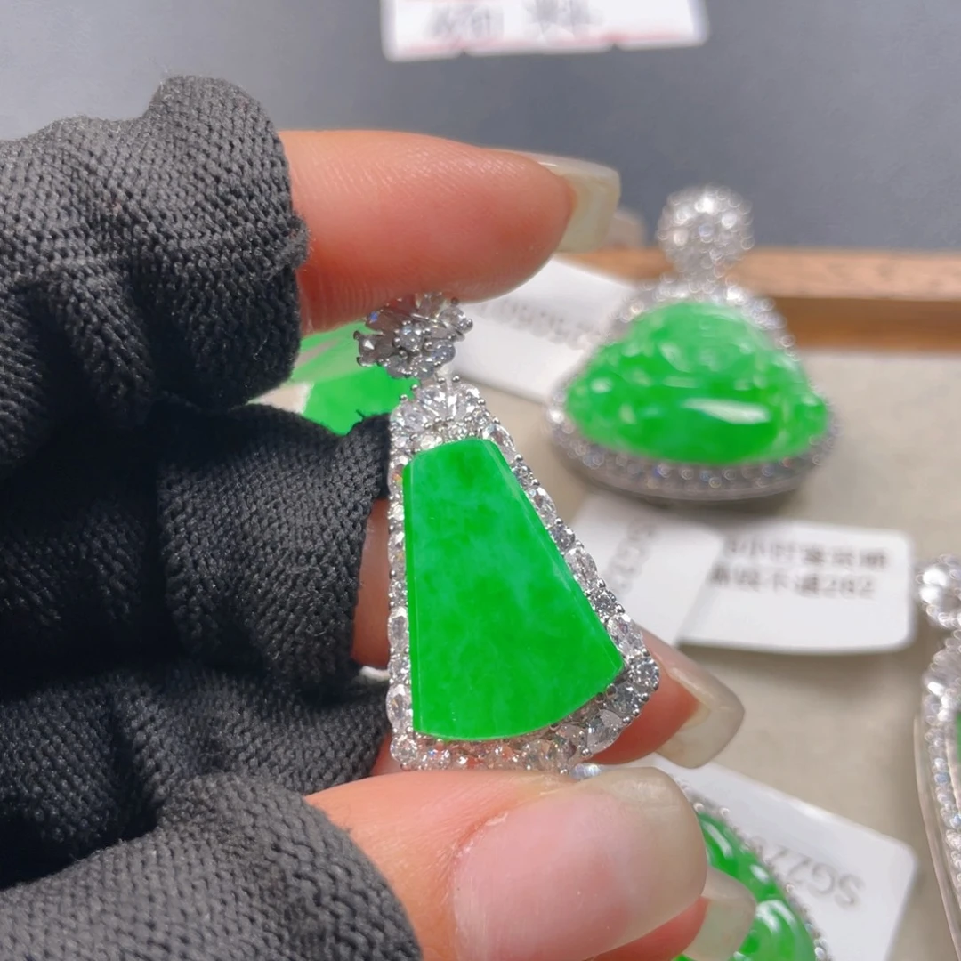 翡翠银S925镶嵌吊坠(不含链)