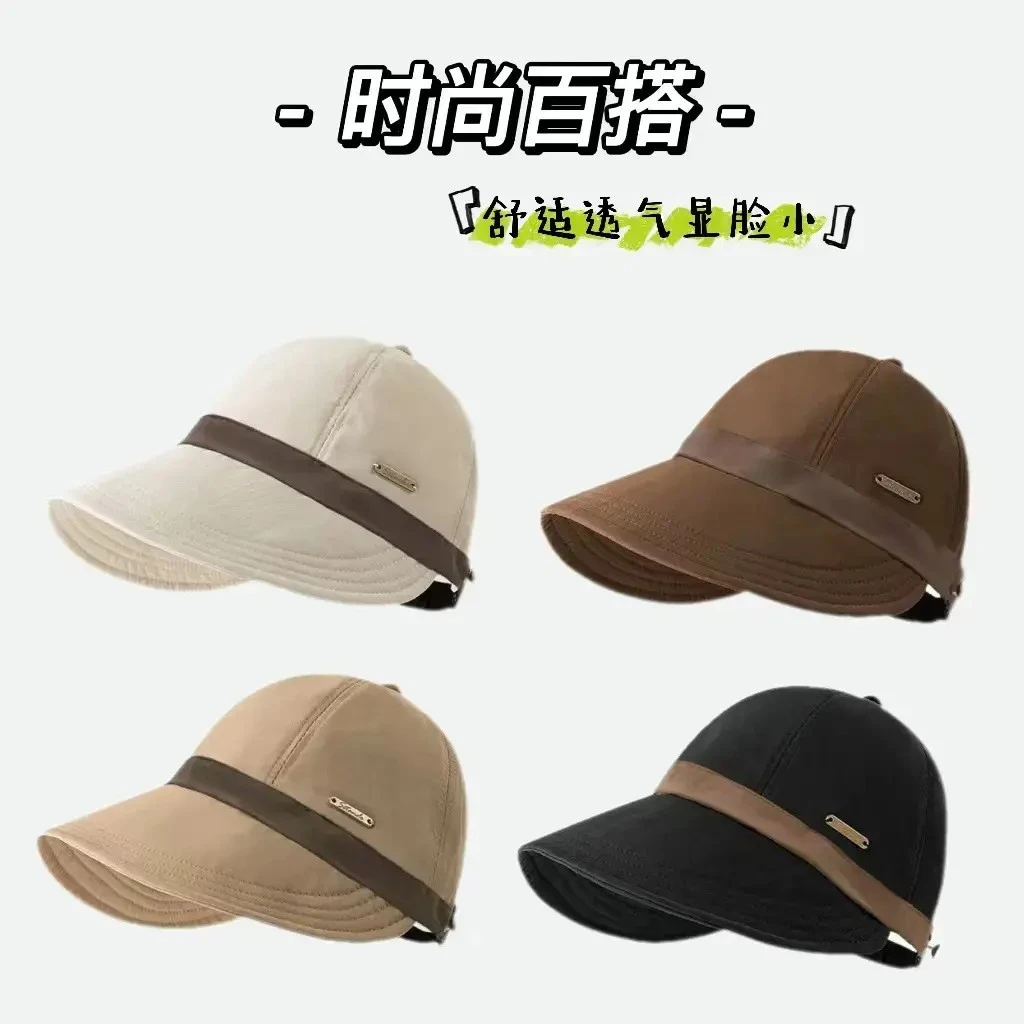2025春夏季新款赫本风帽子女遮阳百搭休闲渔夫帽大头围鸭舌帽