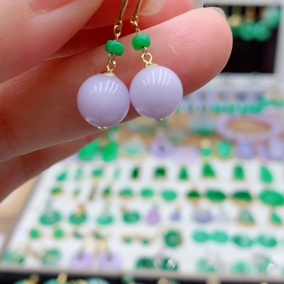 翡翠18K金镶嵌耳饰