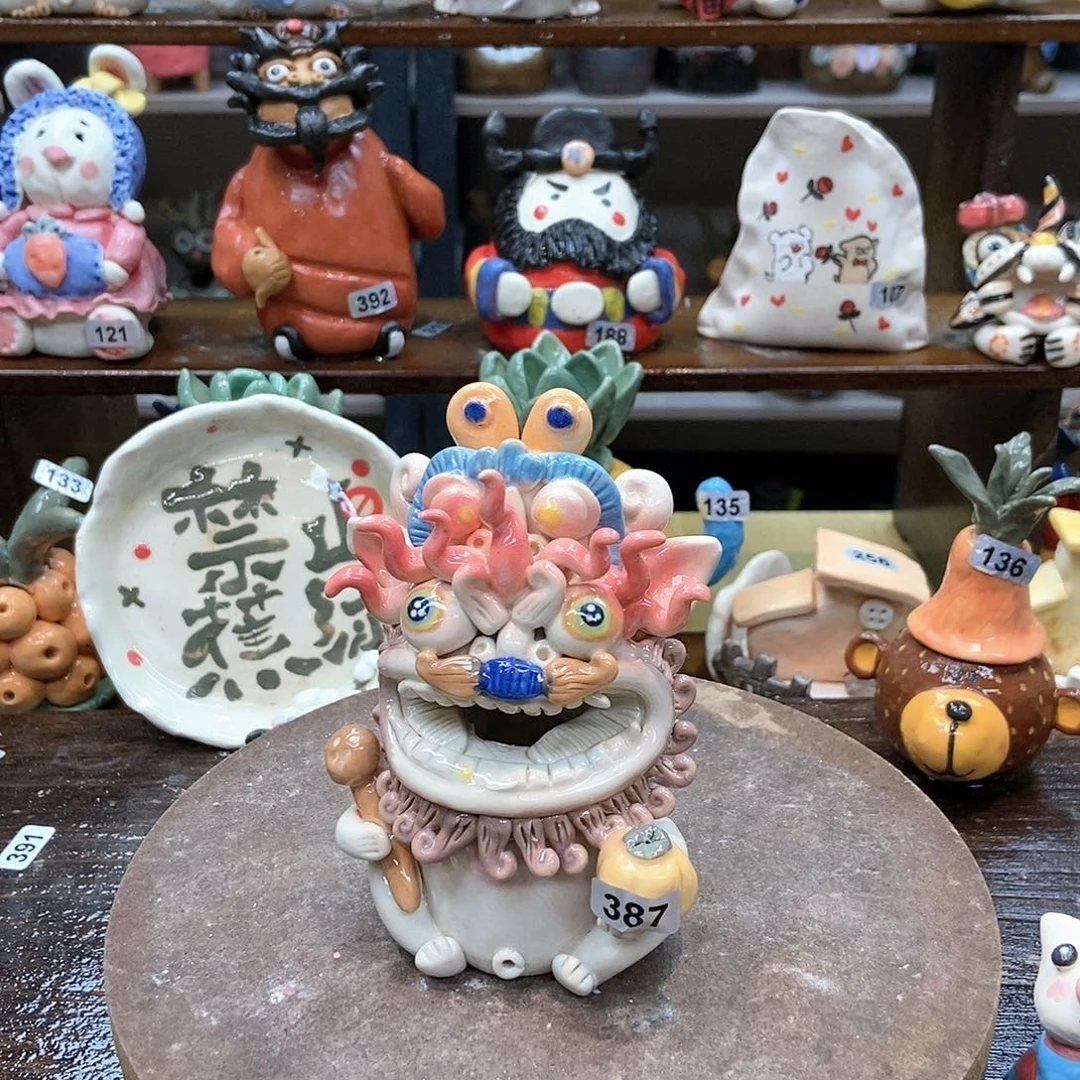 摆件直播间手工抽象陶瓷摆件微瑕387