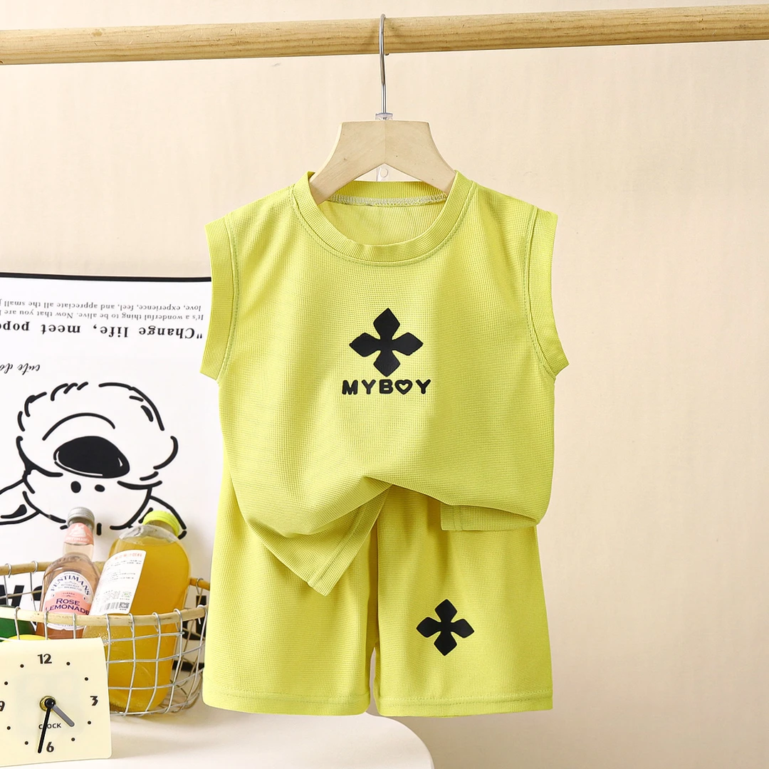 夏季新款儿童背心套装透气薄款无袖两件套休闲潮款帅气时尚童装