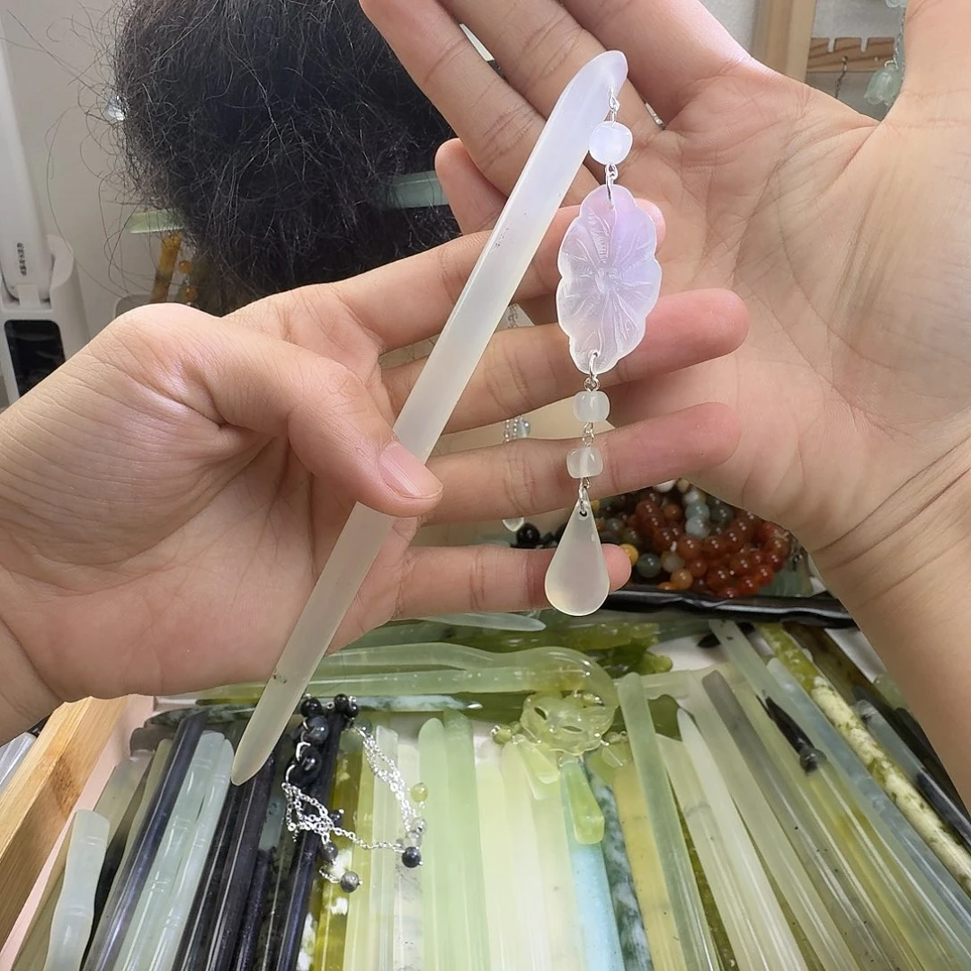 蛇纹石玉合金发饰