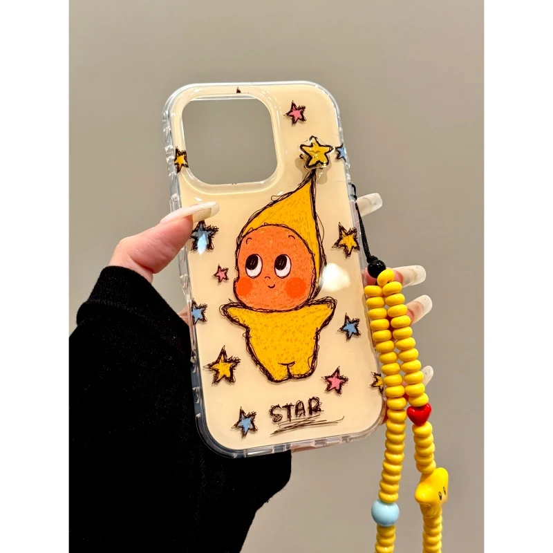 适用苹果iphone16promax可爱星星15pro创意链条14卡通13ins手机壳