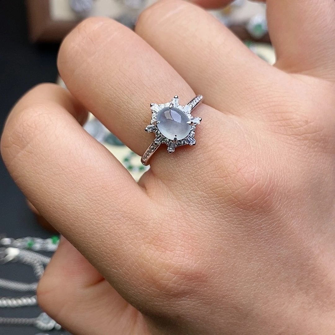 翡翠银S925镶嵌戒指