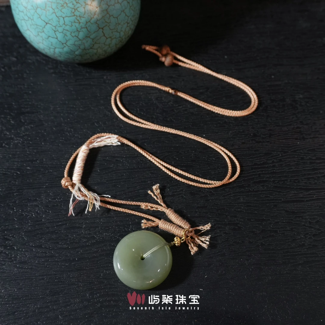 A256 和田玉银925镶嵌 新疆且末蓝肉扣提溜颈饰 有包容26x9防跑