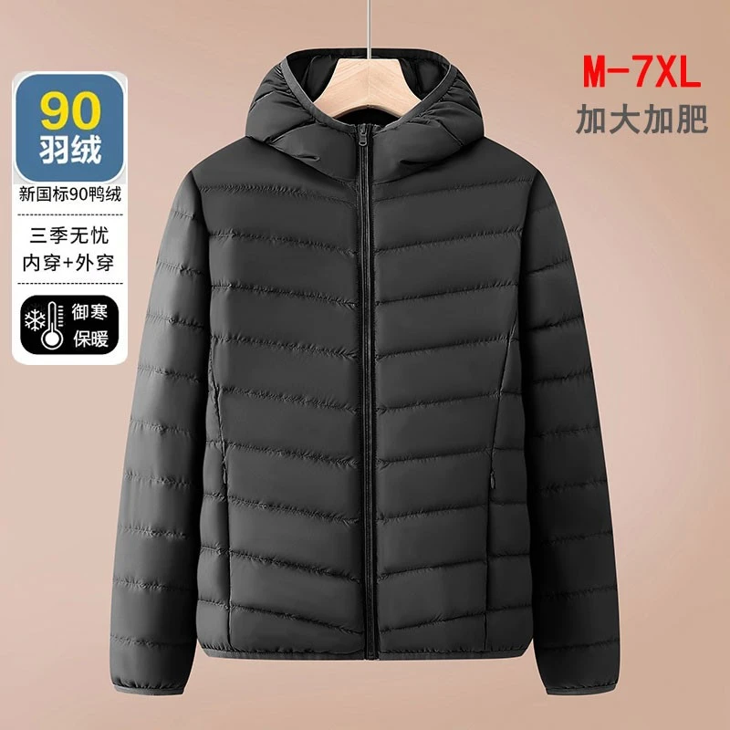 中老年人女装羽绒服秋冬白鸭绒加肥加大排骨妈妈连帽轻薄保暖衣服