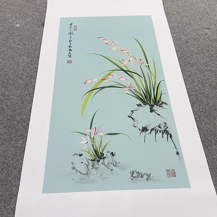 国画国画立体兰花作品