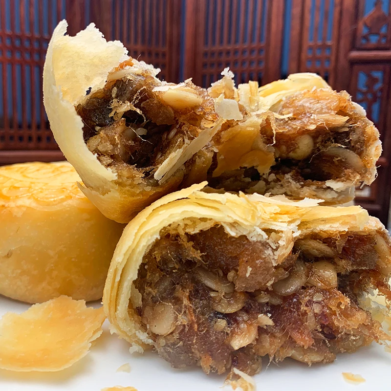 酥皮炭烧火腿皇月饼