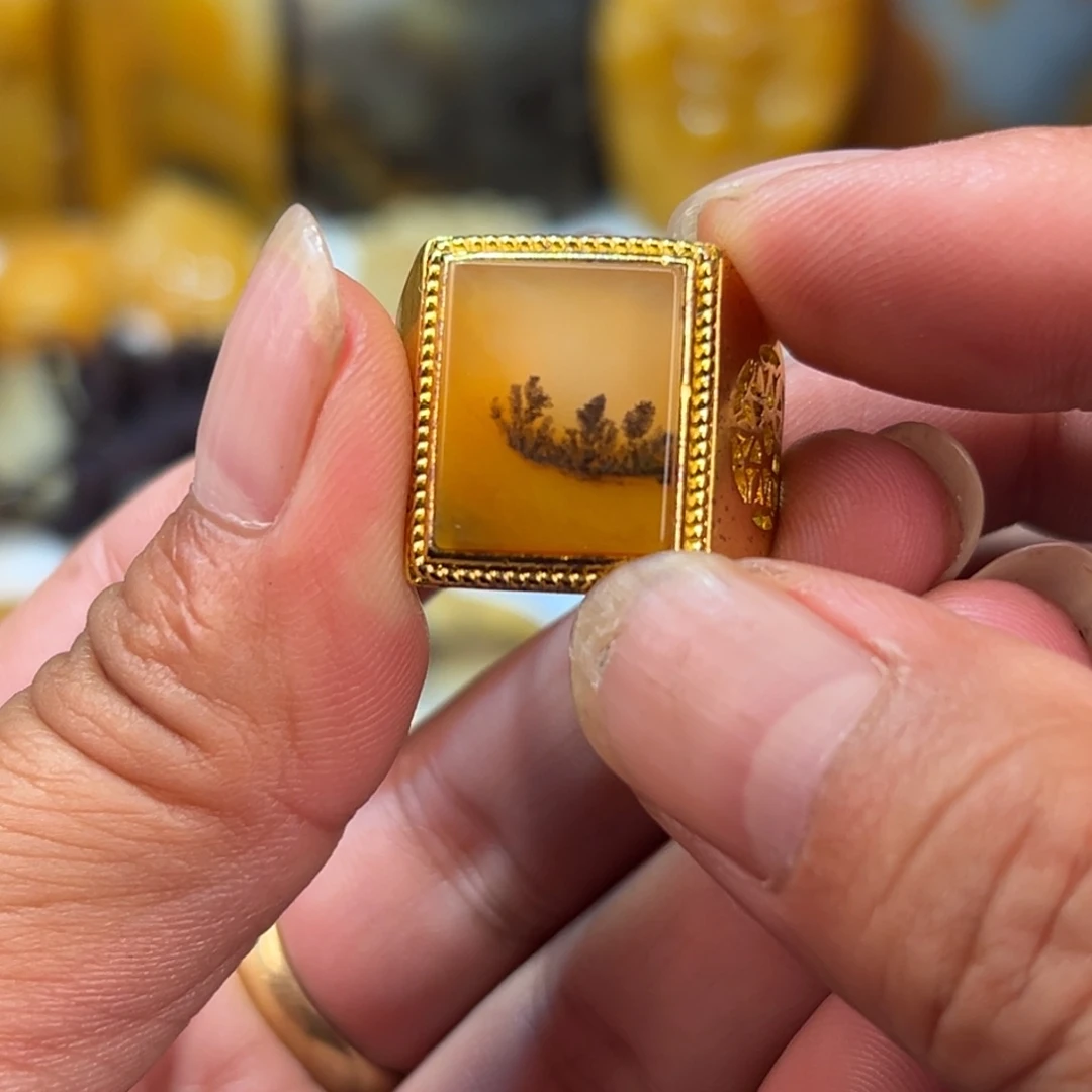 石英质玉（黄龙玉）合金颈饰
