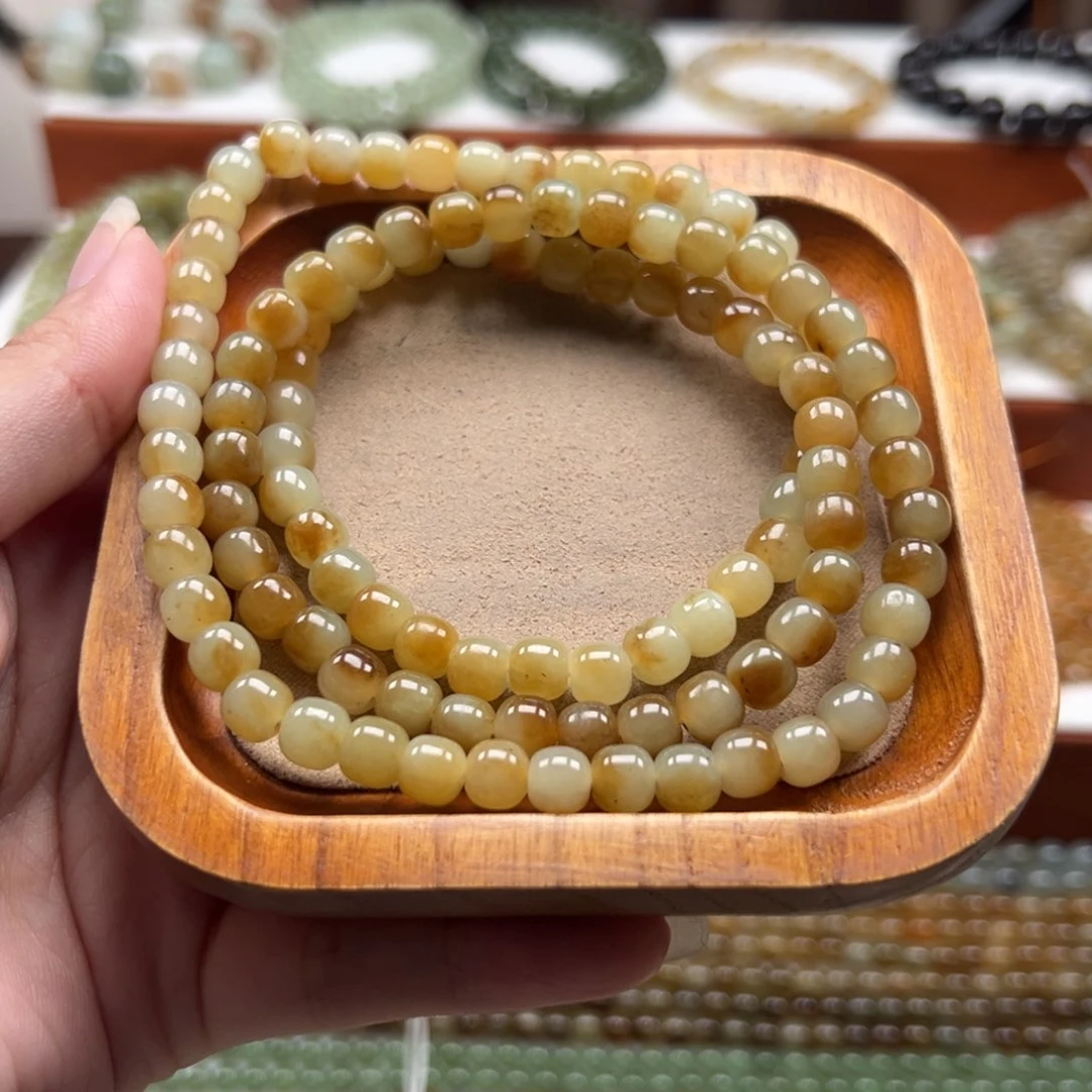 和田玉未镶嵌毛衣链珠串6*7mm