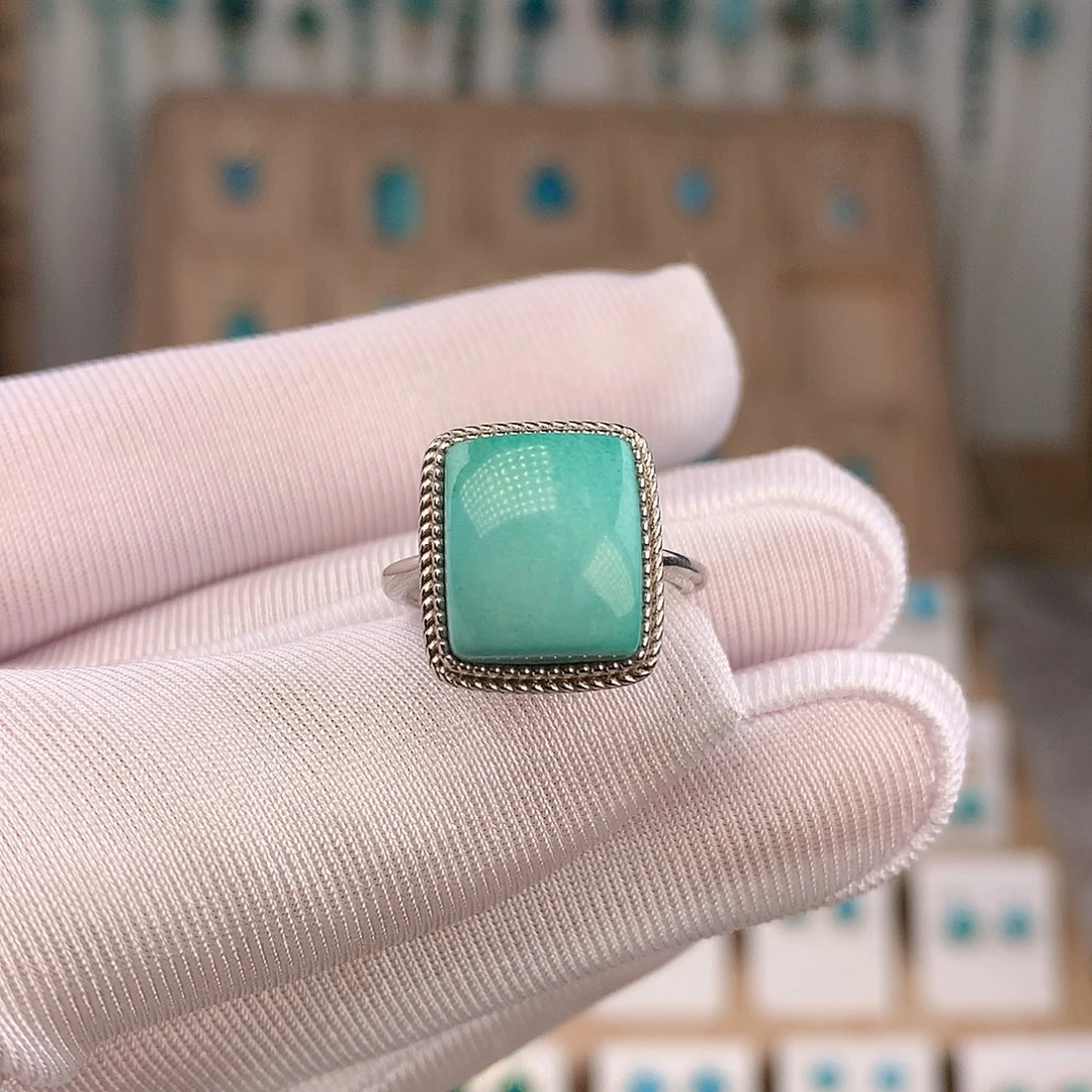 绿松石银S925镶嵌戒指