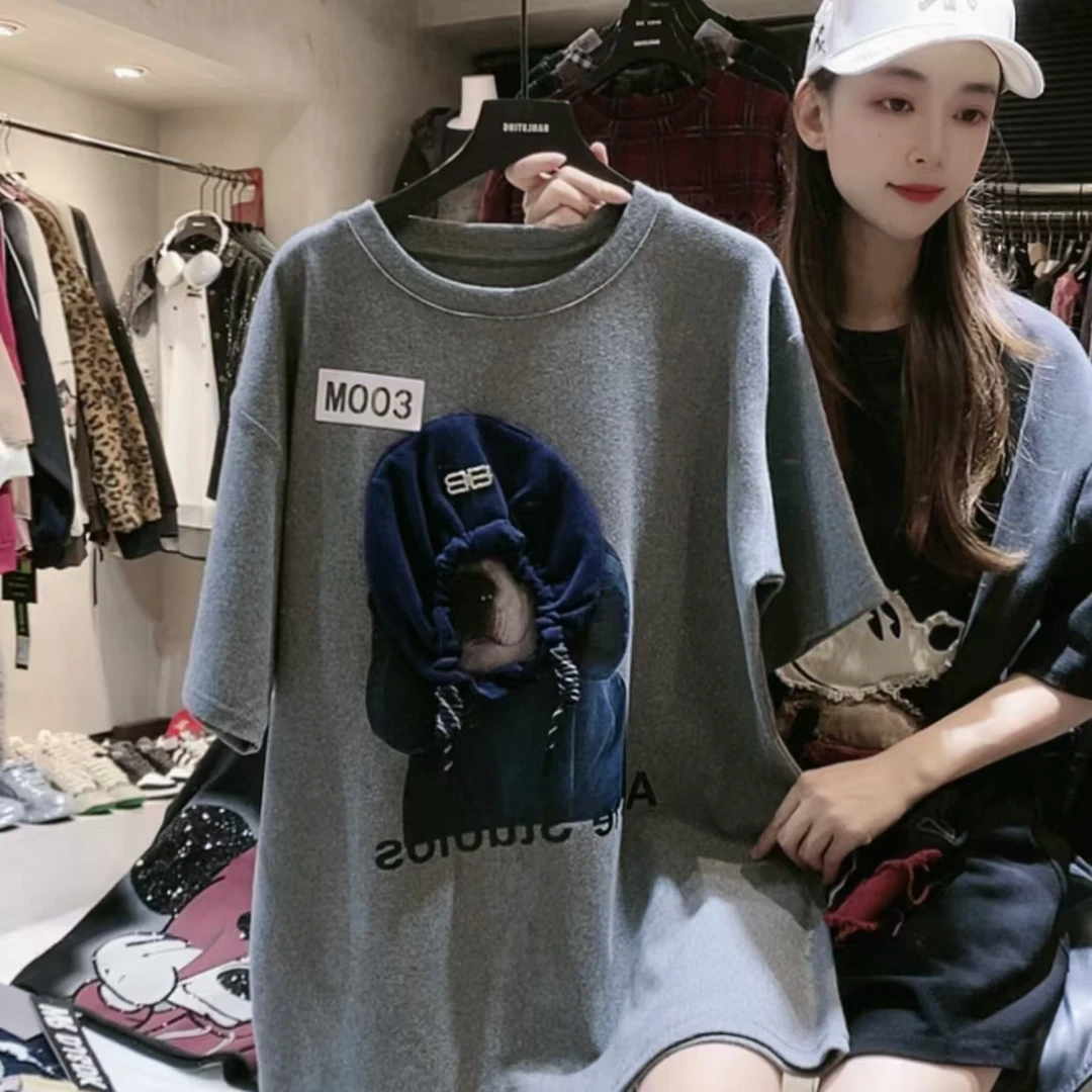 【D001-D160】爆款磨毛T恤女装时尚百搭上衣