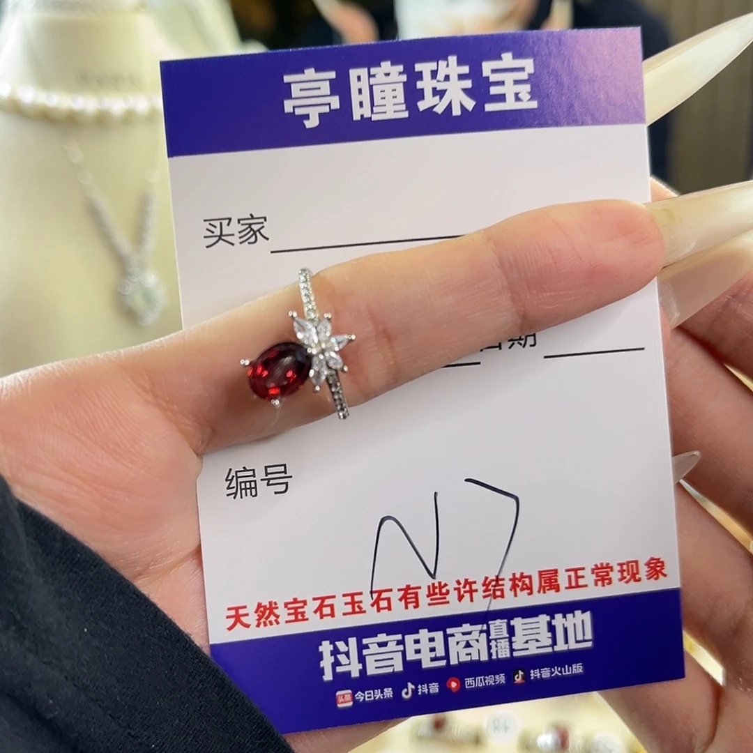 小***妍银S925镶嵌戒指石榴石
