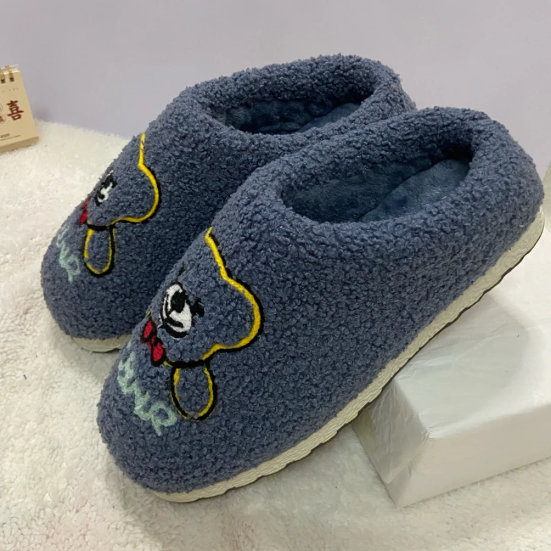 【非成品-材料包】泰迪绒绣花卡通烤火底材料包三件套手工棉拖鞋