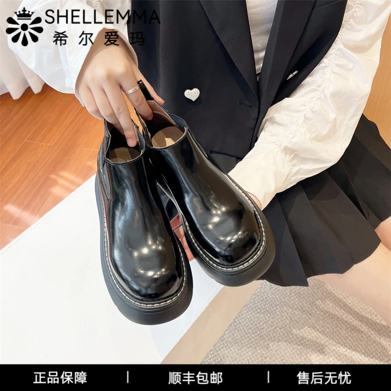 希尔爱玛新款厚底内增高切尔西短靴女靴秋冬爆款弹力英伦风皮靴女