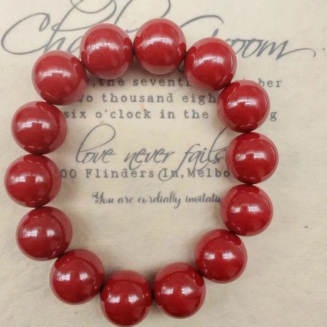 含辰砂工艺品DW086-帝王色经典款16mm素珠单圈手串