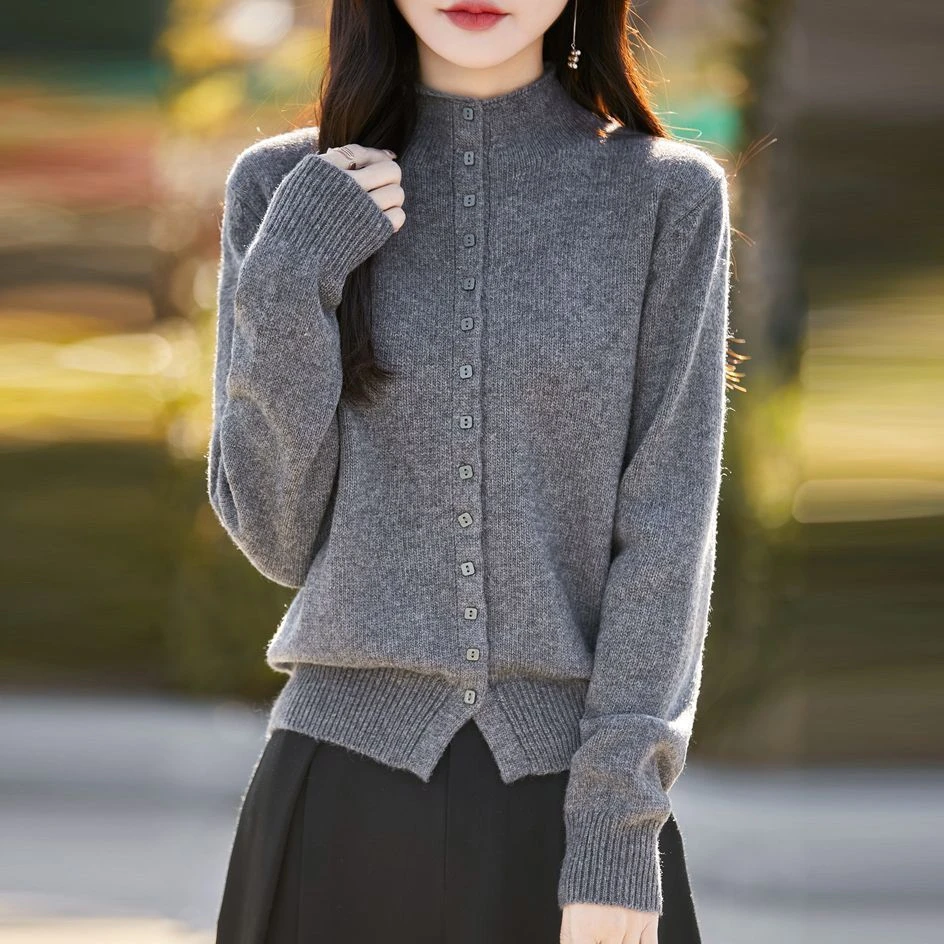 毛新款开衫羊毛衫剪标新款秋冬洋气撤柜针织衫半高领正品爆款加厚