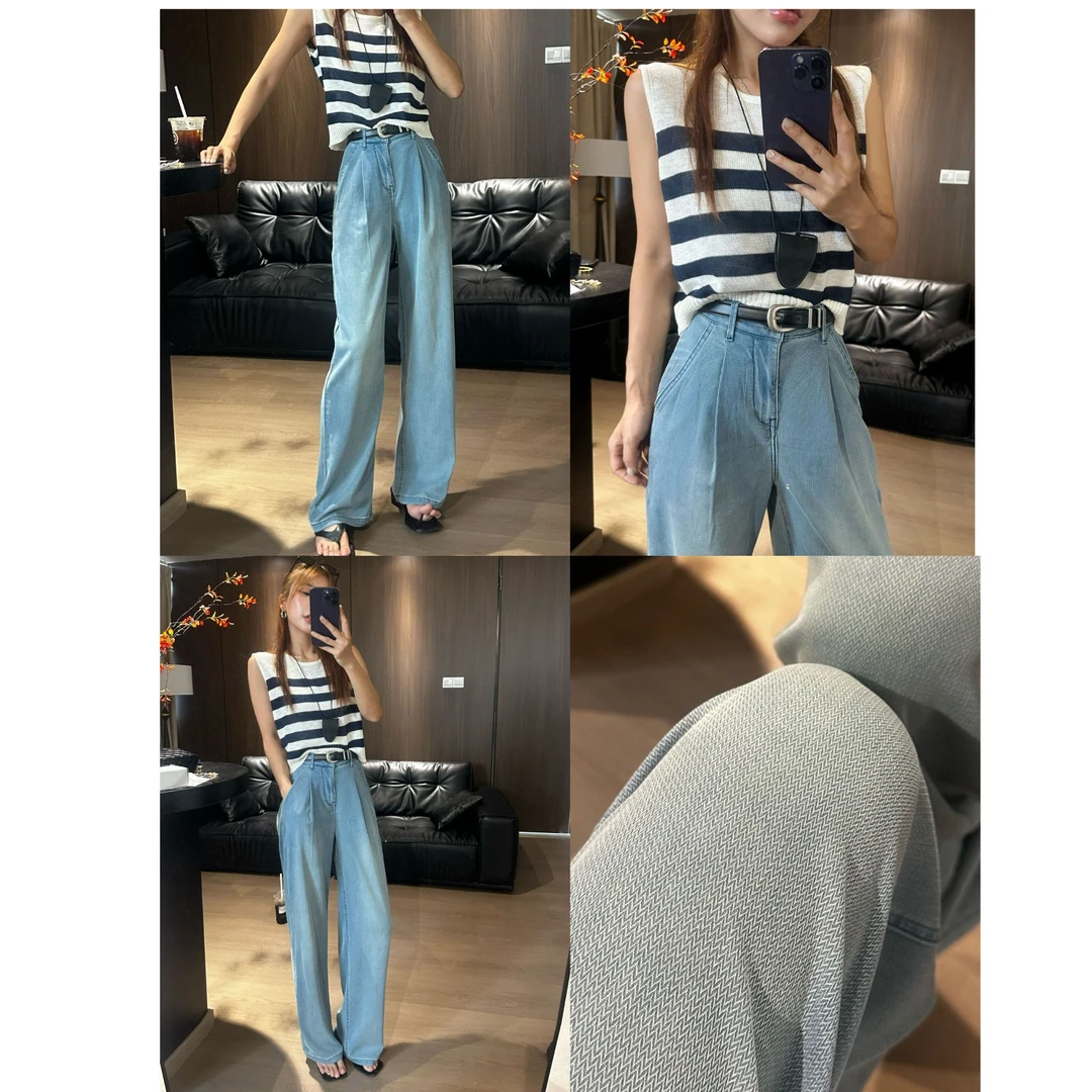 2025夏季新款莱赛尔天丝休闲牛仔裤女款百搭小个子薄款长裤9001