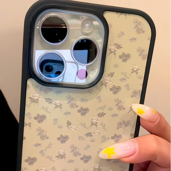 ins复古绿满屏碎花小众防摔适用苹果16pro/iPhone15p/14手机壳