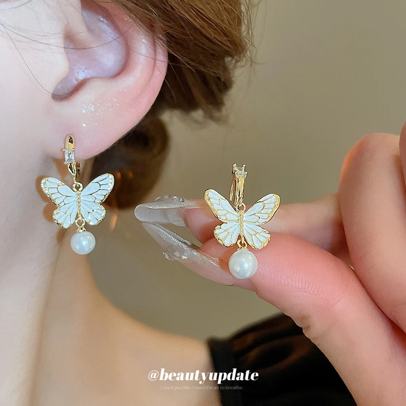 铜合金耳饰 【珠羽蝶昔】真金电镀高级感蝴蝶时尚轻奢宫廷风耳环