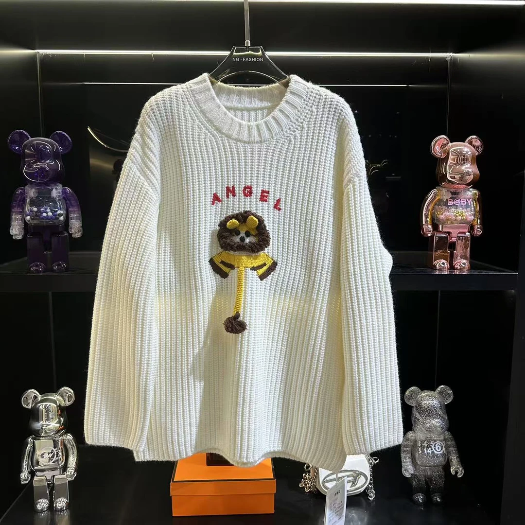 【DAXIU轻奢】小狮子立体刺绣圆领套头长袖毛衣8979-5