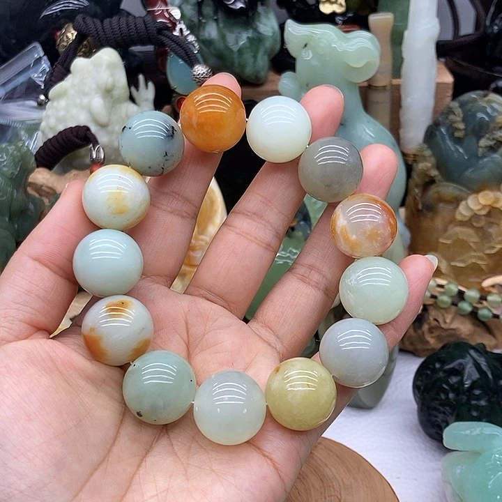 岫玉未镶嵌手链卡18