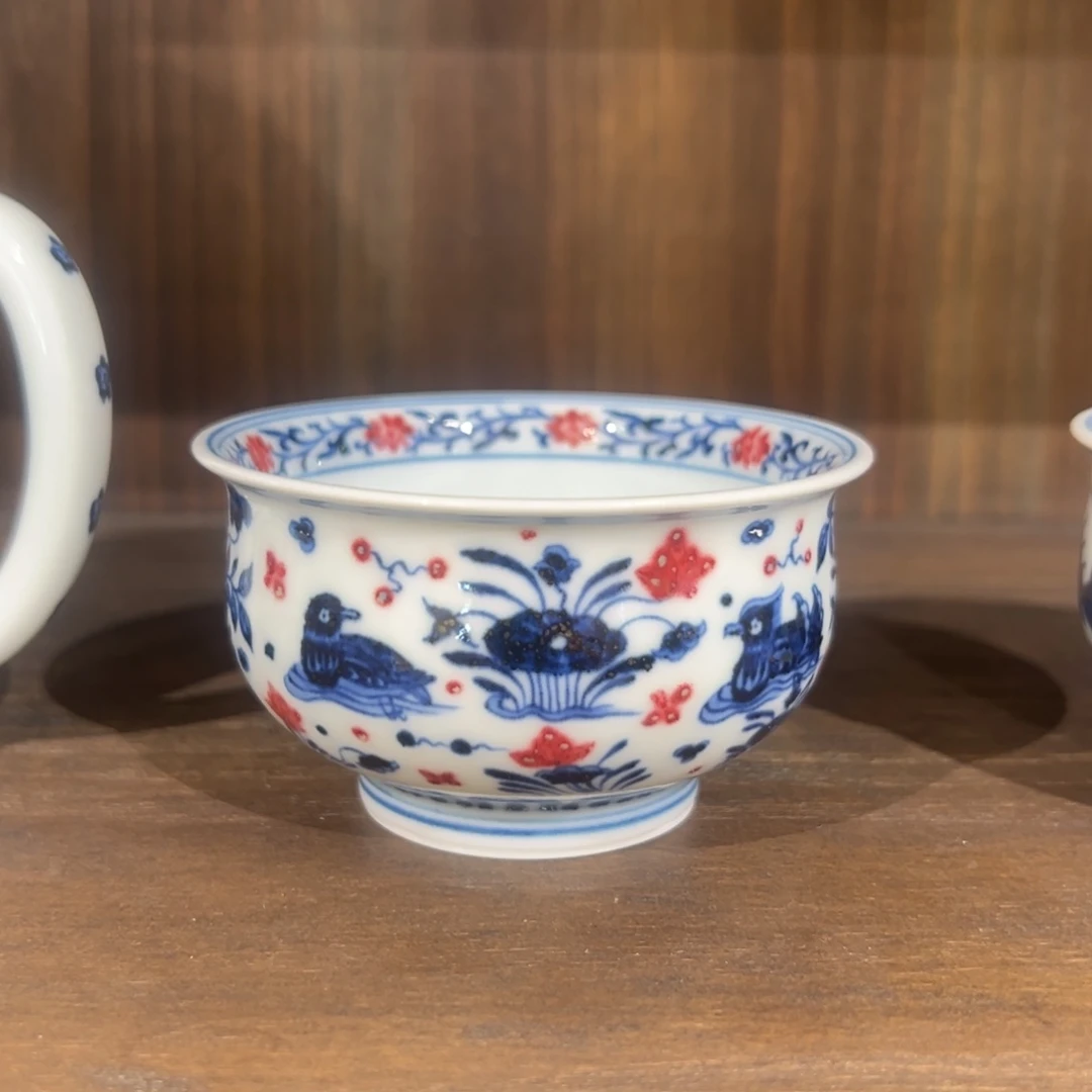 明和堂釉里红鸳鸯炉式杯