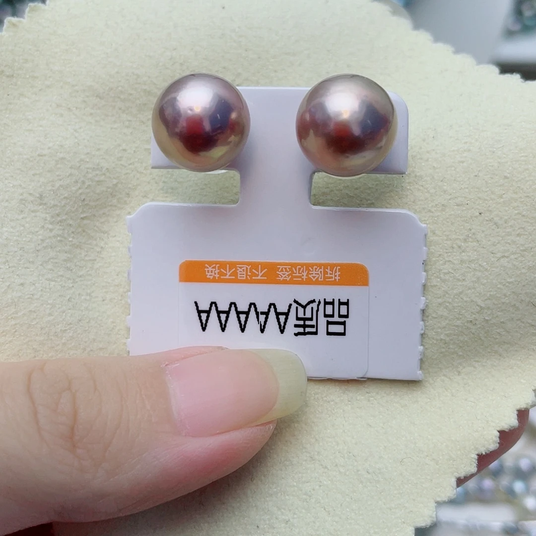 银S925镶嵌耳饰淡水珍珠w6