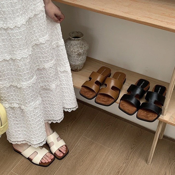 法式厚底坡跟增高跟凉拖鞋女夏外穿2025新款配裙子沙滩一字拖凉鞋
