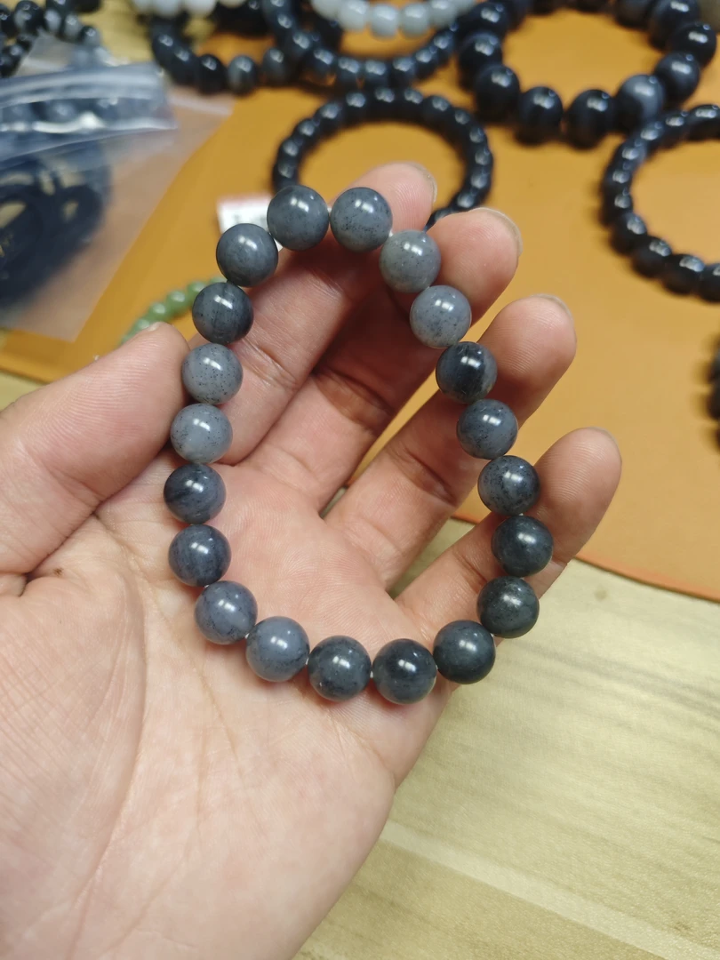 和田玉青花卡十手串无瑕疵（不退换）