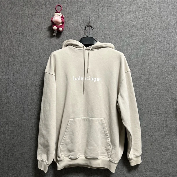 95新 Balenciaga/巴黎世家 XS码/米白色邮箱logo卫衣/r643/4830
