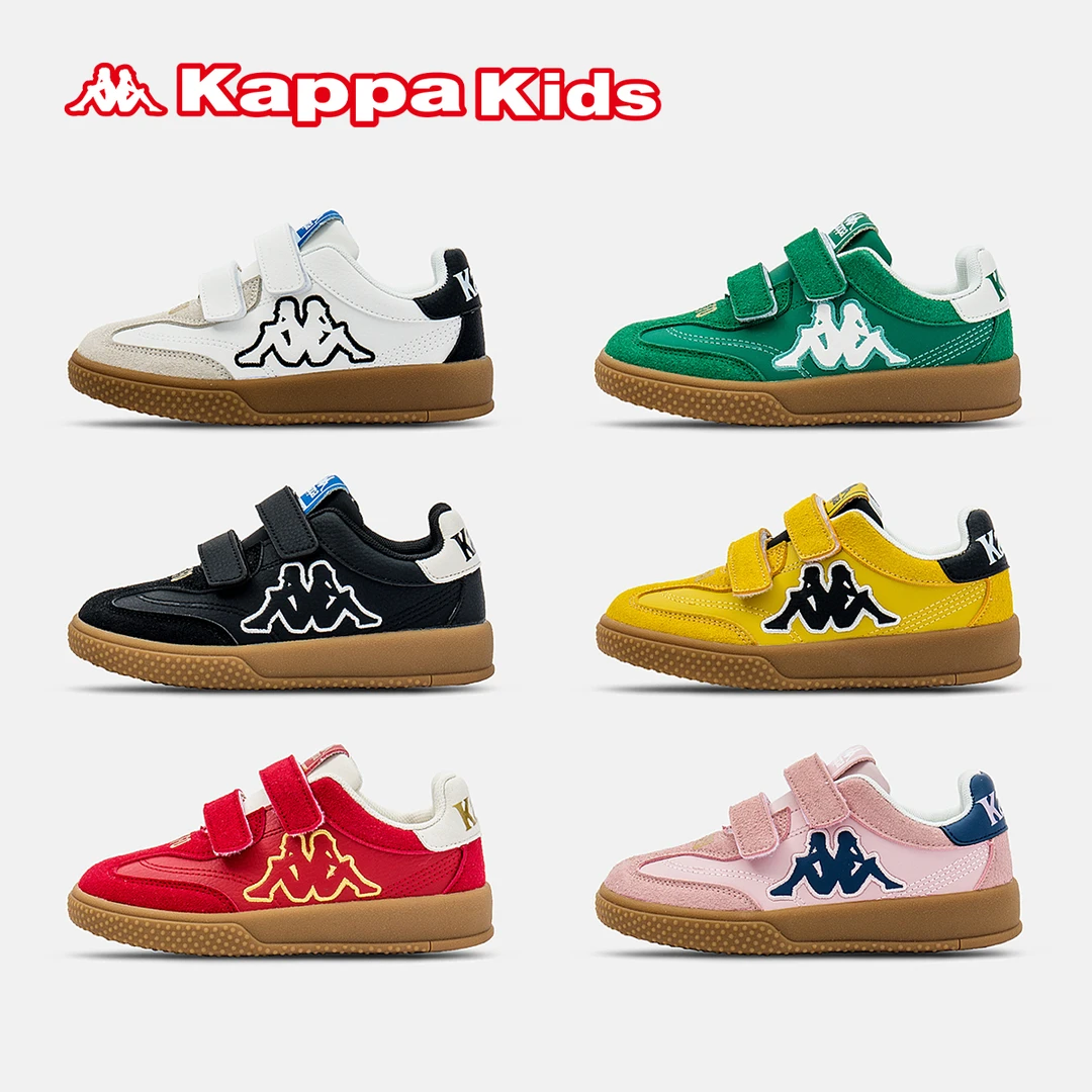 Kappa Kids2025春秋百搭板鞋儿童中大童学生魔术贴休闲鞋舒适童鞋