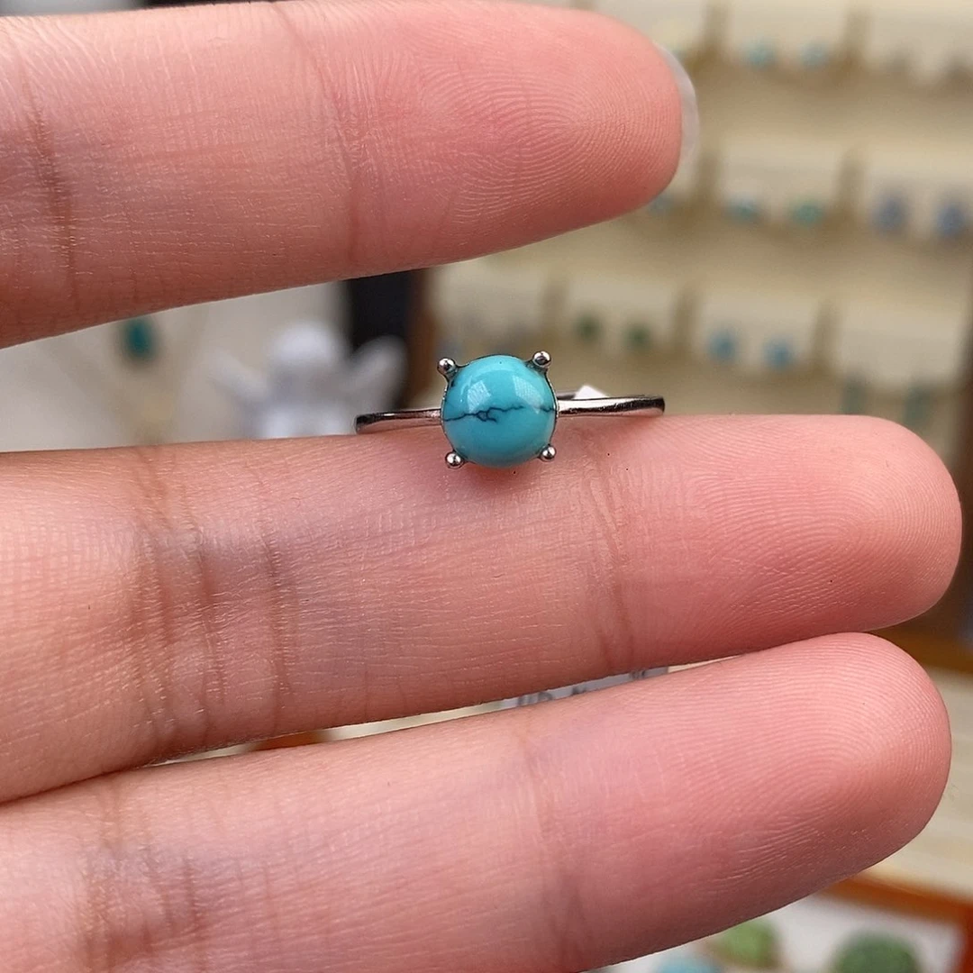 绿松石戒指银S925镶嵌