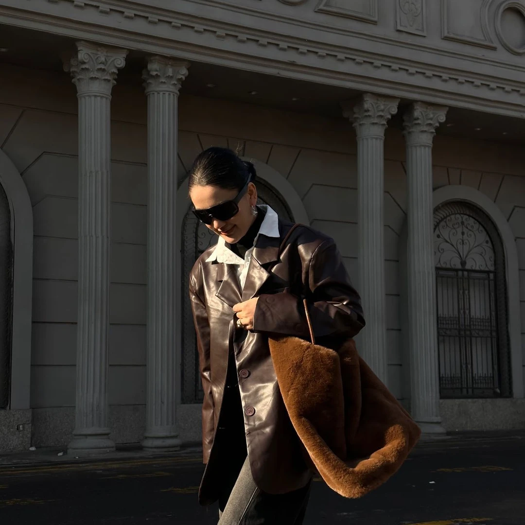 2025款棕色皮衣短款时尚百搭宽松系列