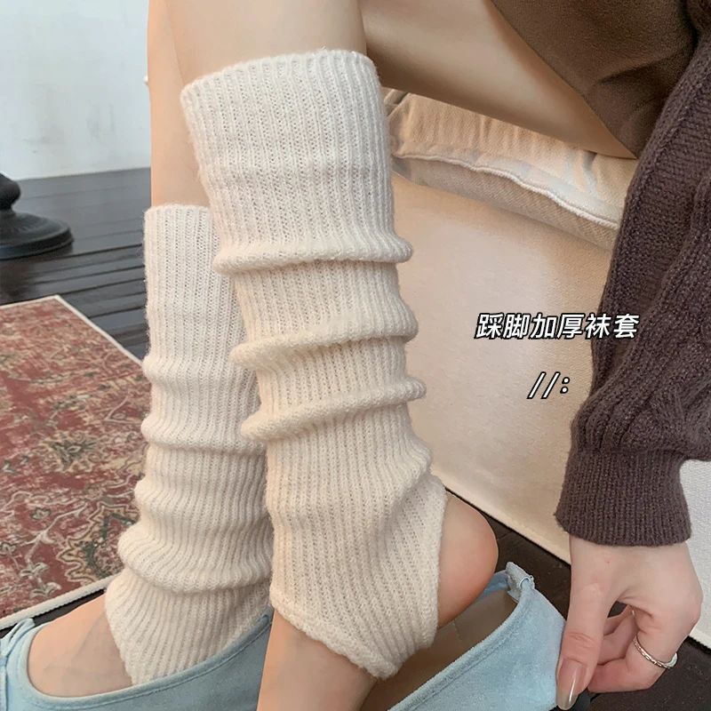 芭蕾风踩脚袜套女秋冬款加厚保暖堆堆袜子纯色显瘦miu系美腿袜套