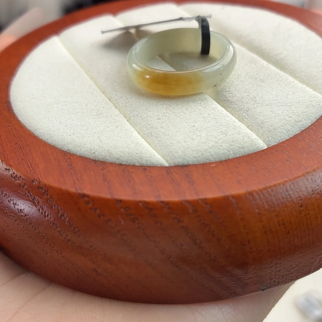 和田玉（糖玉）未镶嵌戒指r60一口糖圆条