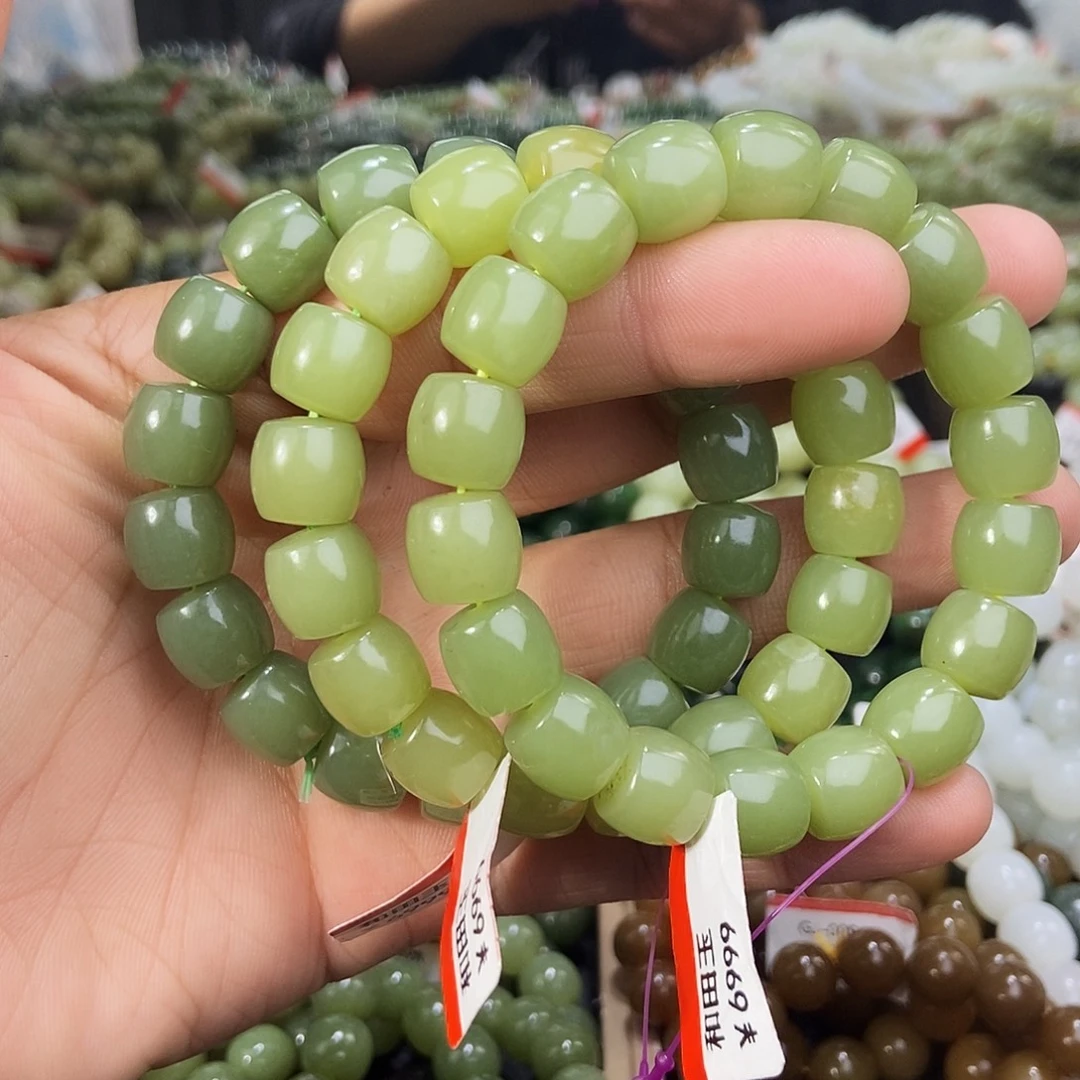 和田玉未镶嵌手串天然卡12若羌黄口多样性拍一发一