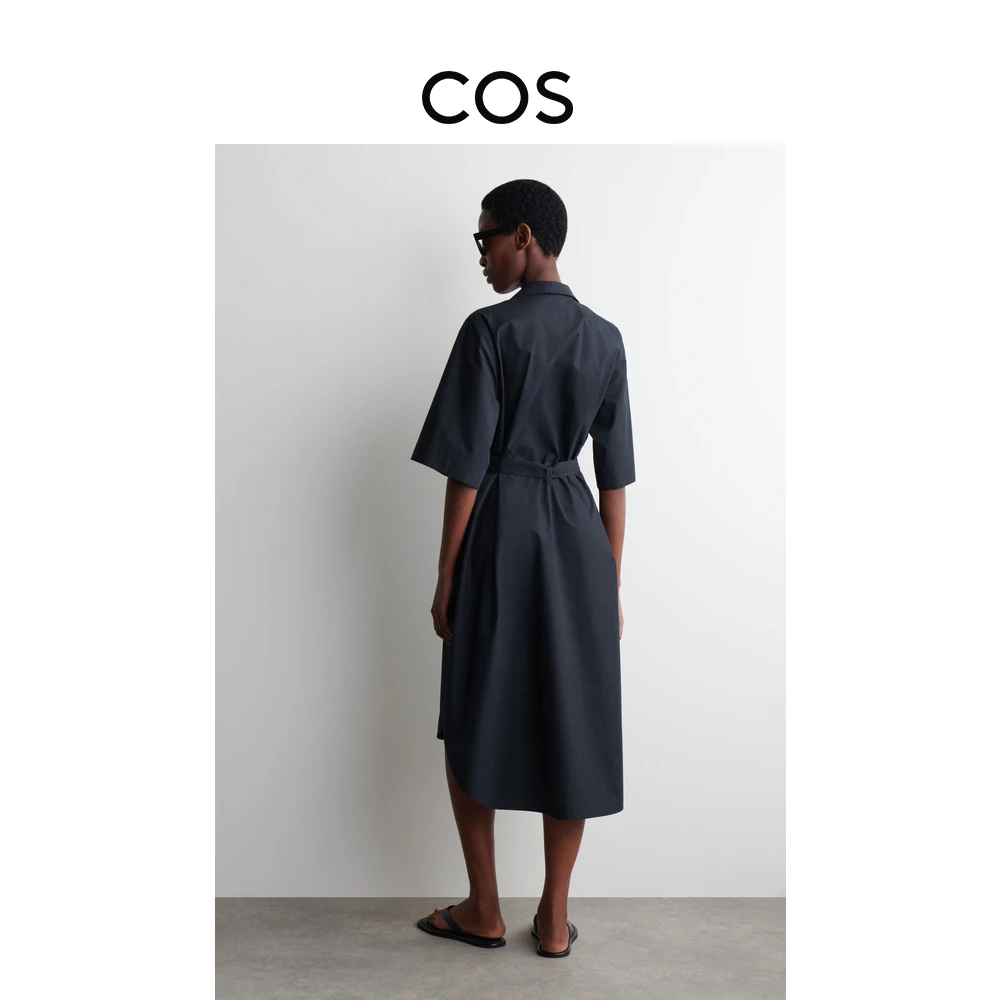 COS女装 标准版型系带中长款衬衫连衣裙2025夏季新品1271953001