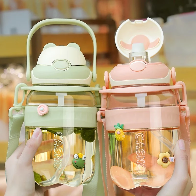 夏季水杯夏天女生高颜值防摔耐高温杯子喝水塑料水壶太空杯大肚杯