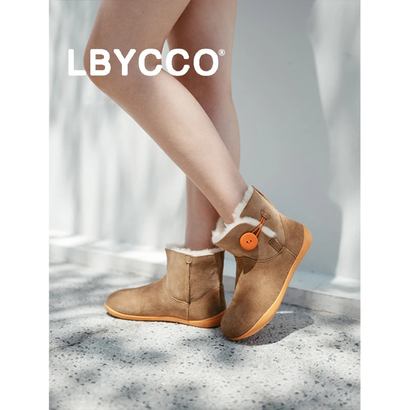 【2025】撞色保暖穿搭木扣百搭冬季羊皮毛一体雪地靴短筒休闲风靴子