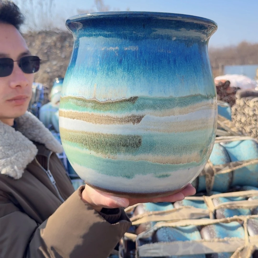 紫砂摆件口22高25（一个水墨画绿