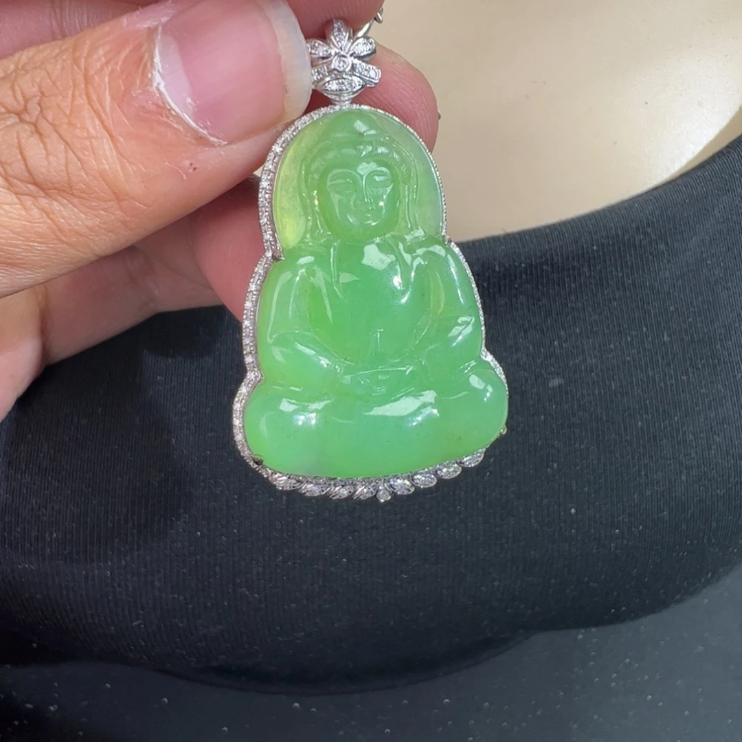 翡翠18K金镶嵌吊坠(不含链)