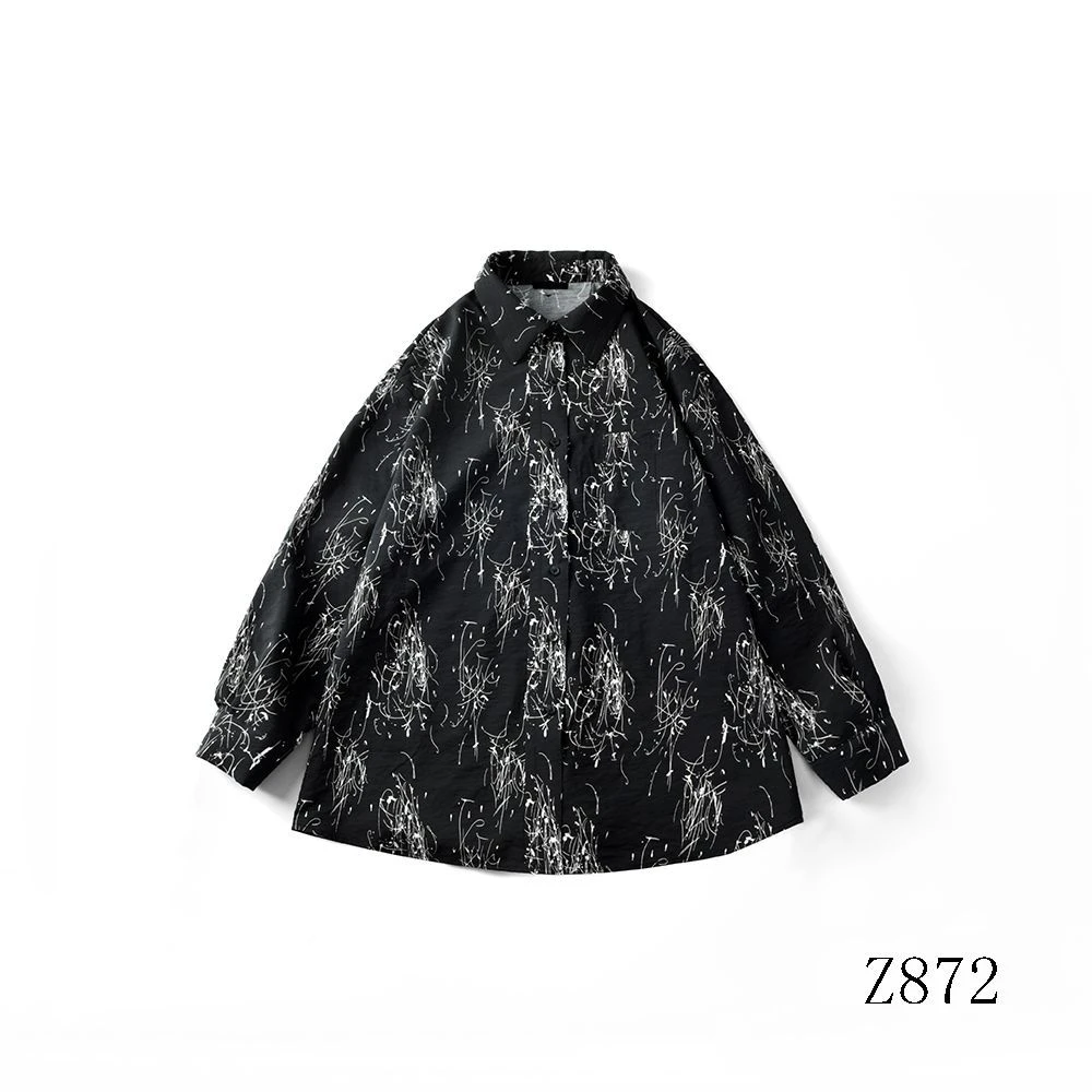 外贸·金标·高级感衬衫酷飒男女休闲泼墨设计感长袖衬衣潮嘻哈Z872