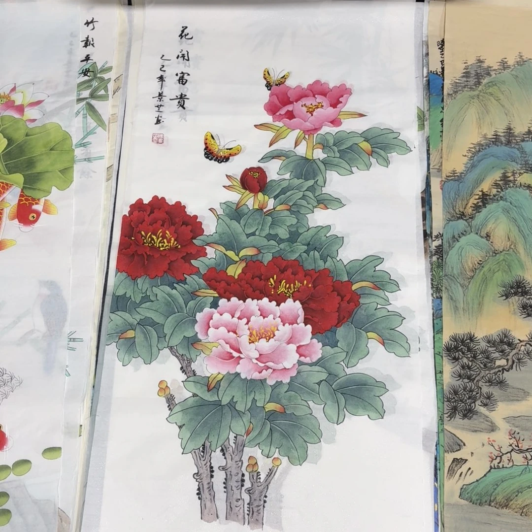 国画 100×50工笔手绘画画画