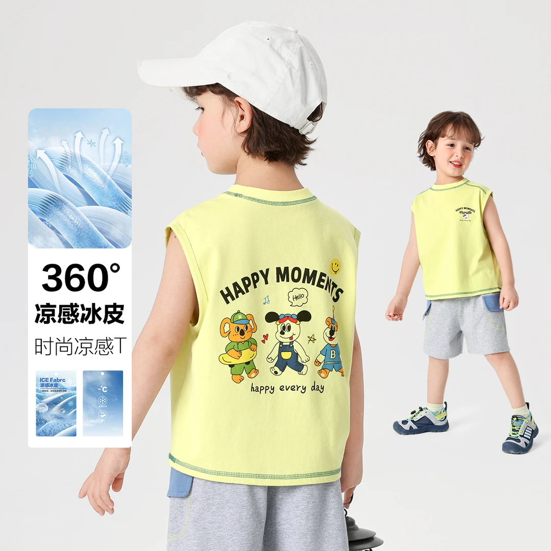 右欧童装男童夏天卡通背心儿童宝宝小童夏装新款夏季休闲潮U16082
