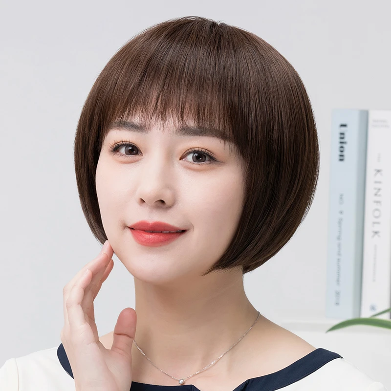 【高端全手织】夏季假发女款全头套真发短发波波头轻薄透气自然减龄