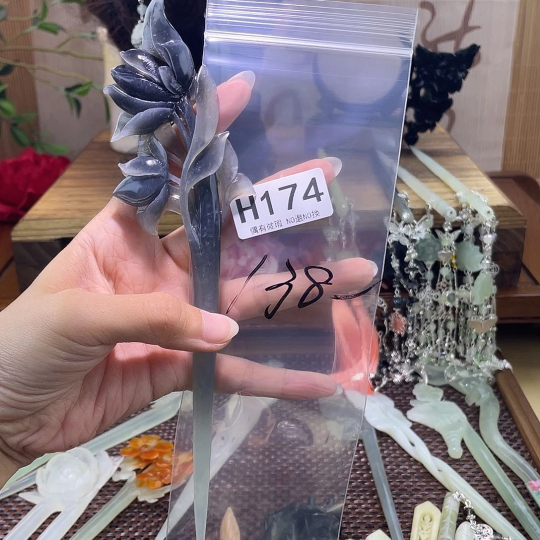 ￡***颜蛇纹石玉未镶嵌发饰