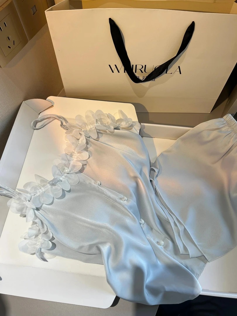 【千金花瓣】冰丝睡衣少吊带短裤女2025夏季新款纯欲甜美家居服套装